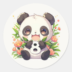 Nummer Acht Anime Panda Ronde Sticker