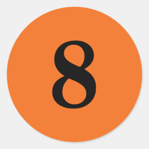 Nummer Acht planning eenvoudig 8 sinaasappel zwart Ronde Sticker