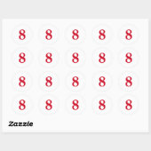 Nummer Acht planning eenvoudig 8 wit rood Ronde Sticker (Vel)