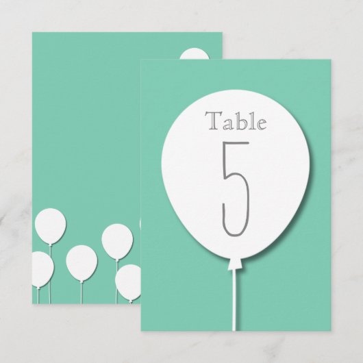 Nummer ballongebeurtenistabel kaart (Voorkant / Achterkant)