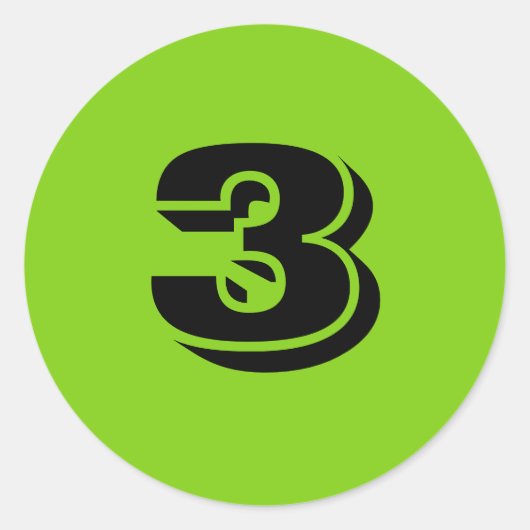 Nummer Drie Grote Ronde Groene Stickers van Janz (Voorkant)