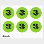 Nummer Drie Grote Ronde Groene Stickers van Janz (Vel)