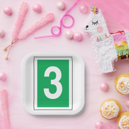 Nummer drie papieren bordje (Feest)