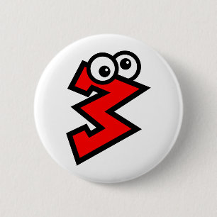 Nummer drie ronde button 5,7 cm