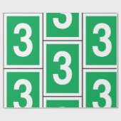 Nummer Drie Wit En Groen Inpakpapier (Vlak)