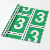 Nummer Drie Wit En Groen Inpakpapier (Uitgerold)