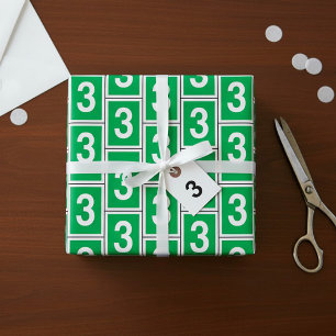 Nummer Drie Wit En Groen Inpakpapier