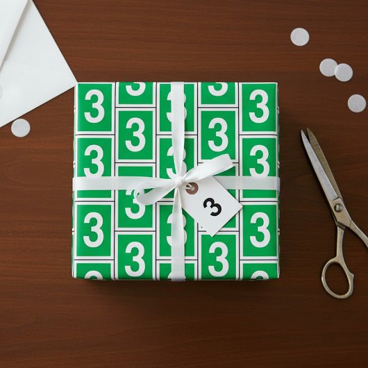 Nummer Drie Wit En Groen Inpakpapier