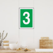 Nummer drie wit en groen Poster (Keuken)