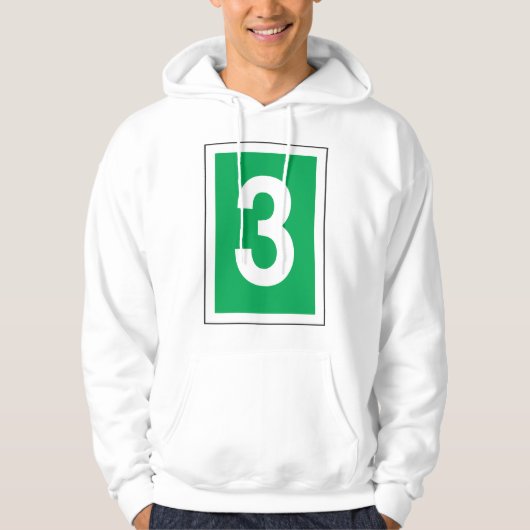 Nummer drie witte en groene hoodie (Voorkant)