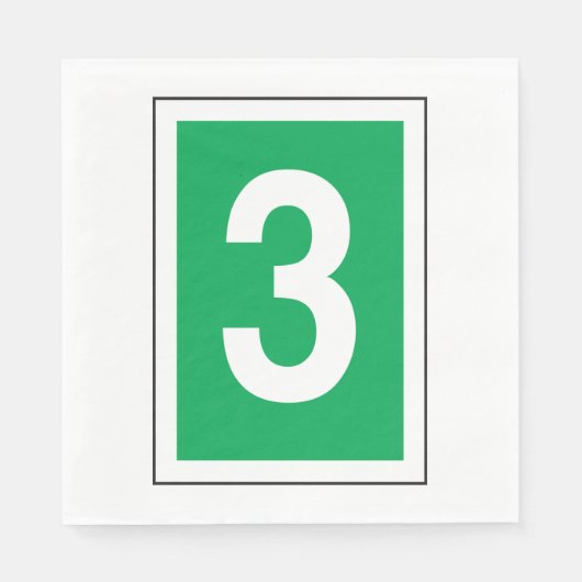 Nummer drie witte en groene luiers servet (Voorkant)