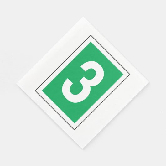 Nummer drie witte en groene luiers servet (Hoek)