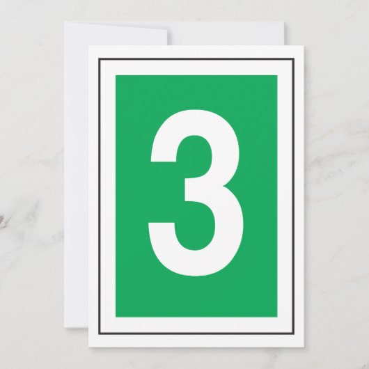 Nummer drie witte en groene uitnodiging (Voorkant)