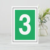 Nummer drie witte en groene uitnodiging (Staand voorkant)