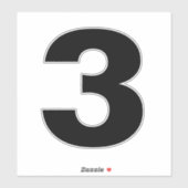 Nummer drie zwarte en witte sticker (Vel)
