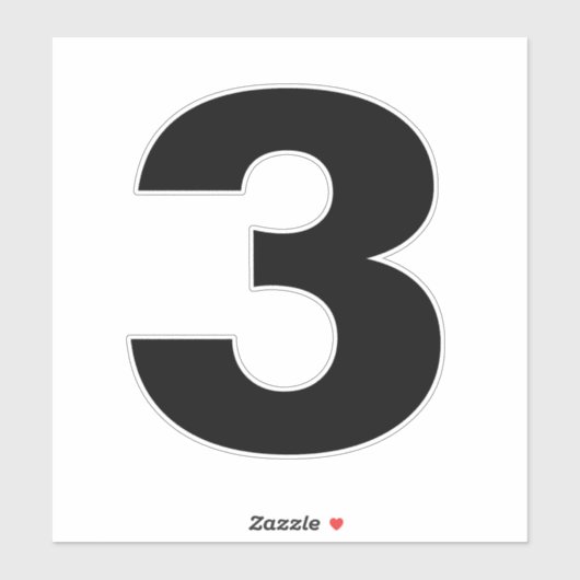 Nummer drie zwarte en witte sticker (Vel)