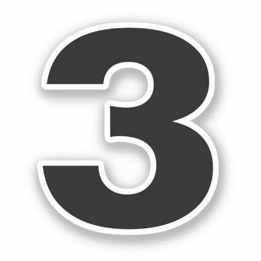 Nummer drie zwarte en witte sticker (Voorkant)