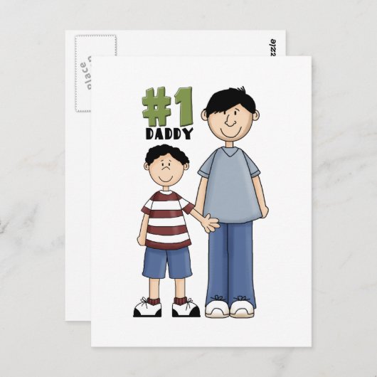 Nummer één, #1 Pap vader en jongen kind Briefkaart (Voorkant / Achterkant)
