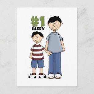 Nummer één, #1 Pap vader en jongen kind Briefkaart