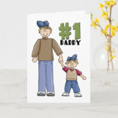 Nummer één, #1 Pap vader en jongen kind Kaart (Gele Bloem)