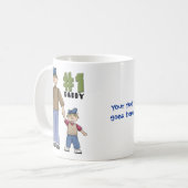Nummer één, #1 Pap vader en jongen kind Koffiemok (Voorkant links)