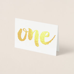 Nummer één 1e Penseelscript Soort Echt Folie Kaarten