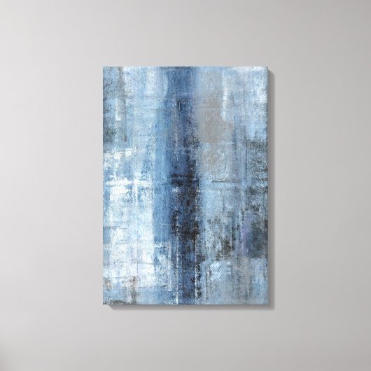 'Nummer Een' Blauw en Grijs Abstract Art Print (Voorkant)