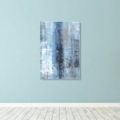 'Nummer Een' Blauw en Grijs Abstract Art Print (Insitu (Houten vloer))