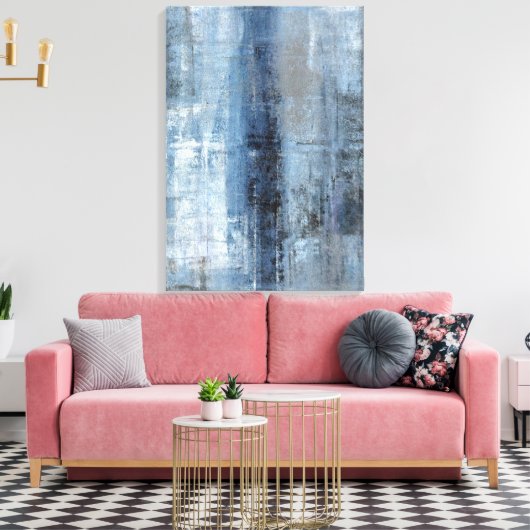 'Nummer Een' Blauw en Grijs Abstract Art Print (Insitu (Woonkamer))