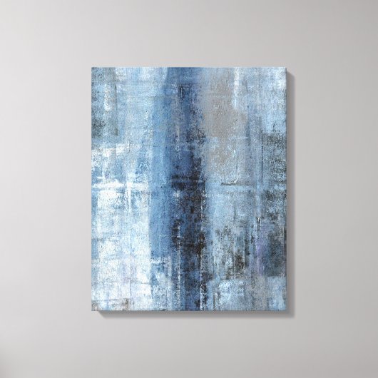 'Nummer Een' Blauw en Grijs Abstract Art Print (Voorkant)