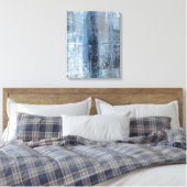 'Nummer Een' Blauw en Grijs Abstract Art Print (Insitu (Slaapkamer))
