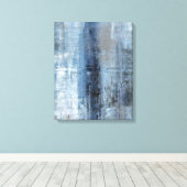 'Nummer Een' Blauw en Grijs Abstract Art Print (Insitu (Houten vloer))