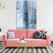 'Nummer Een' Blauw en Grijs Abstract Art Print (Insitu (Woonkamer))