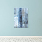 'Nummer Een' Blauw en Grijs Abstract Art Print (Insitu (Houten vloer))