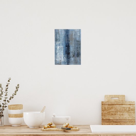 'Nummer één' blauwe Abstracte kunst Poster (Keuken)