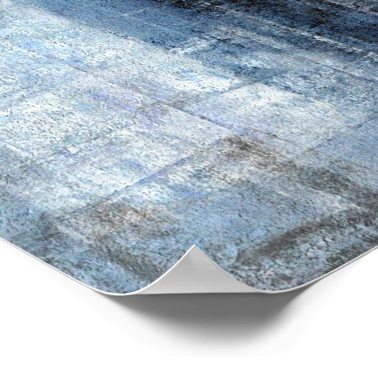 'Nummer één' blauwe Abstracte kunst Poster (Hoek)