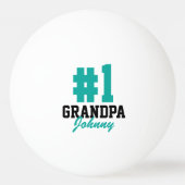 Nummer één Blauwgroen opa-Vaderdag Pingpongbal (Voorkant)