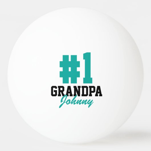 Nummer één Blauwgroen opa-Vaderdag Pingpongbal (Voorkant)