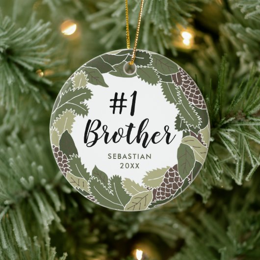 Nummer één Brother Gepersonaliseerd Beste merk Bre Keramisch Ornament (Boom)