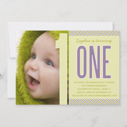 NUMMER ÉÉN | EERSTE BIRTHDAY-INVITATIE KAART (Voorkant)
