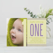 NUMMER ÉÉN | EERSTE BIRTHDAY-INVITATIE KAART (Staand voorkant)