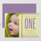 NUMMER ÉÉN | EERSTE BIRTHDAY-INVITATIE KAART (Voorkant / Achterkant)