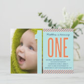 NUMMER ÉÉN | EERSTE BIRTHDAY-INVITATIE KAART (Staand voorkant)