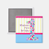 Nummer één, eerste verjaardagsmagneet magneet (Voorkant / Achterkant)