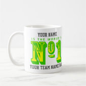 Nummer één Football Fan. Groen en Geel Koffiemok (Links)