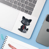 Nummer één goede werkkat sticker (Laptop met iPhone)