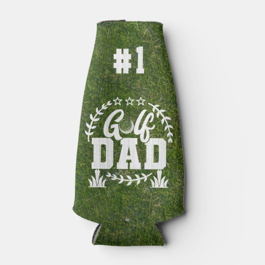 Nummer één Golf Dad Typografie Flesjeskoeler (Voorkant)