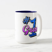 Nummer één gram tweekleurige koffiemok (Voorkant rechts)