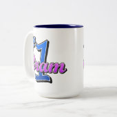 Nummer één gram tweekleurige koffiemok (Voorkant links)