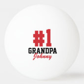 Nummer één Grandpa Red Monogrammed Vaderdag Pingpongbal (Voorkant)
